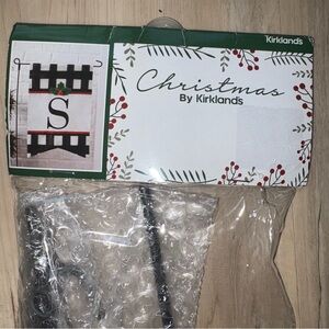Kirklands Holiday Monogram (S)Garden Flag - Black, White, Red